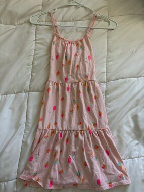 Girls large 10-12 Cat & Jack Pink Ice Cream & Popsicle print Tiered Sundress